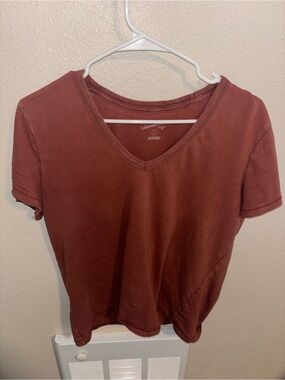 Universal Thread Women's Short Sleeve V-Neck Tee in Rust